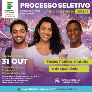 IF Sudeste MG abre inscrições para o Processo Seletivo