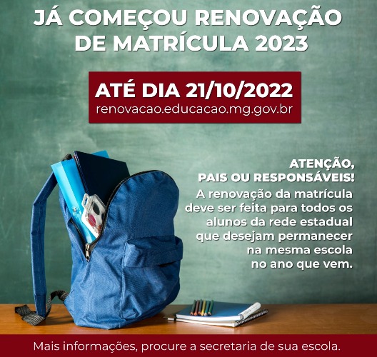 Renovação de matrículas na Rede Estadual