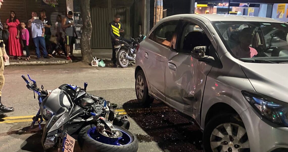 Motoqueiro fica ferido em acidente no Centro