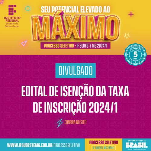 IF Sudeste: candidatos podem pedir isenção da inscrição